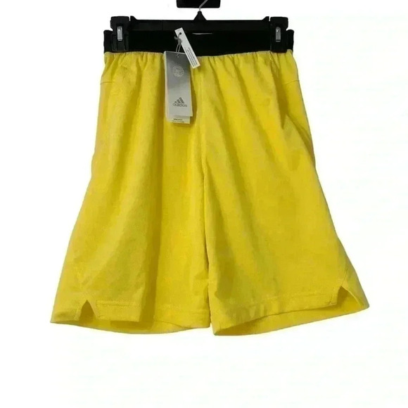 ADIDAS SHORTS MENS XS AEROREADY AXIS KNIT 3.0 TRAINING ALMOST YELLOW BASKETBALL - Picture 7 of 10